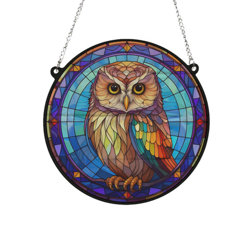 Millie the Little Owl Stained Glass Effect Suncatcher